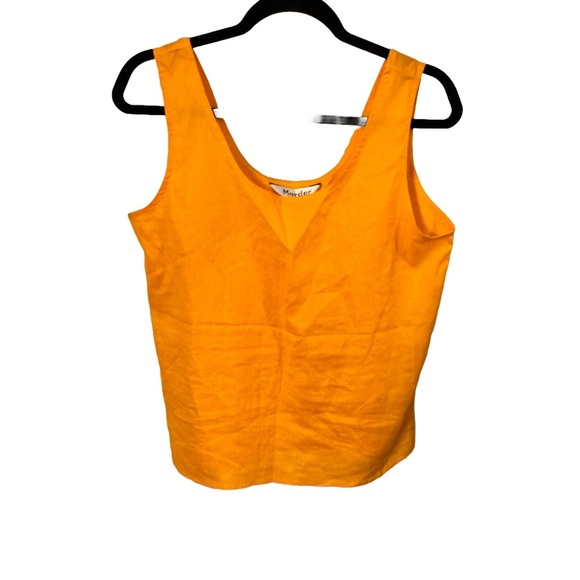 Marder Women’s 100% Linen Top Orange Sleeveless Sz M - Picture 1 of 7